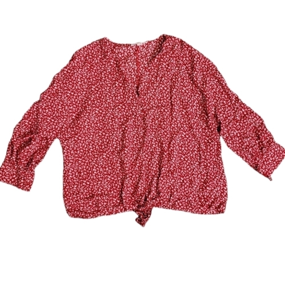 Beach Lunch Loung Collection Red Front Tie Top Size XS